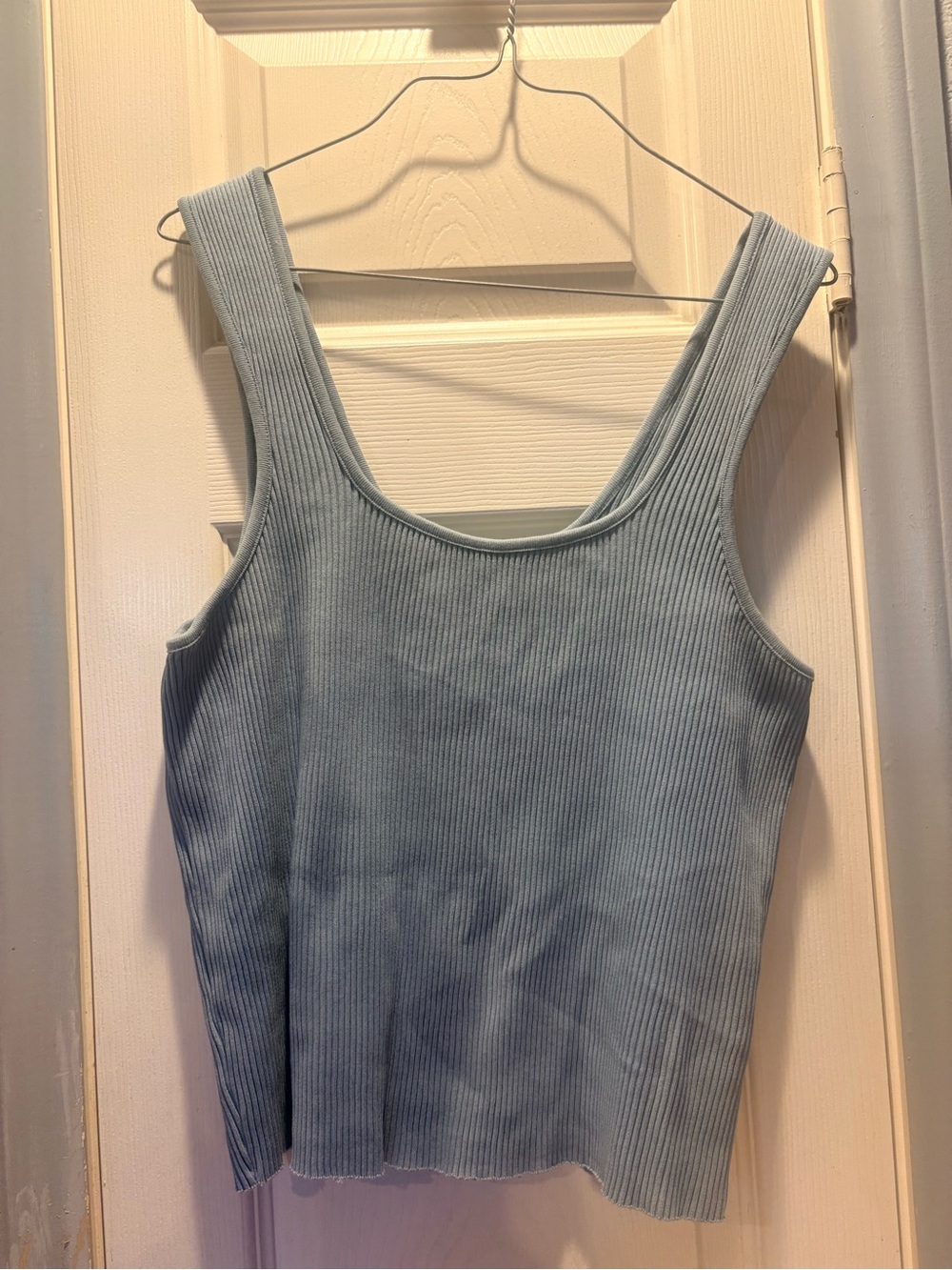 Vince Light Blue Ribbed Scoop Tank